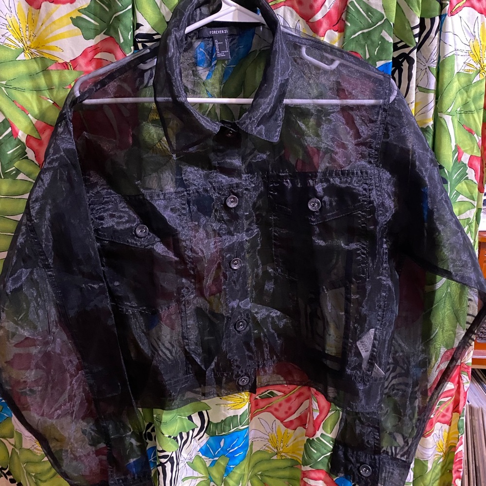 Forever 21 Sheer Mesh Black Jacket